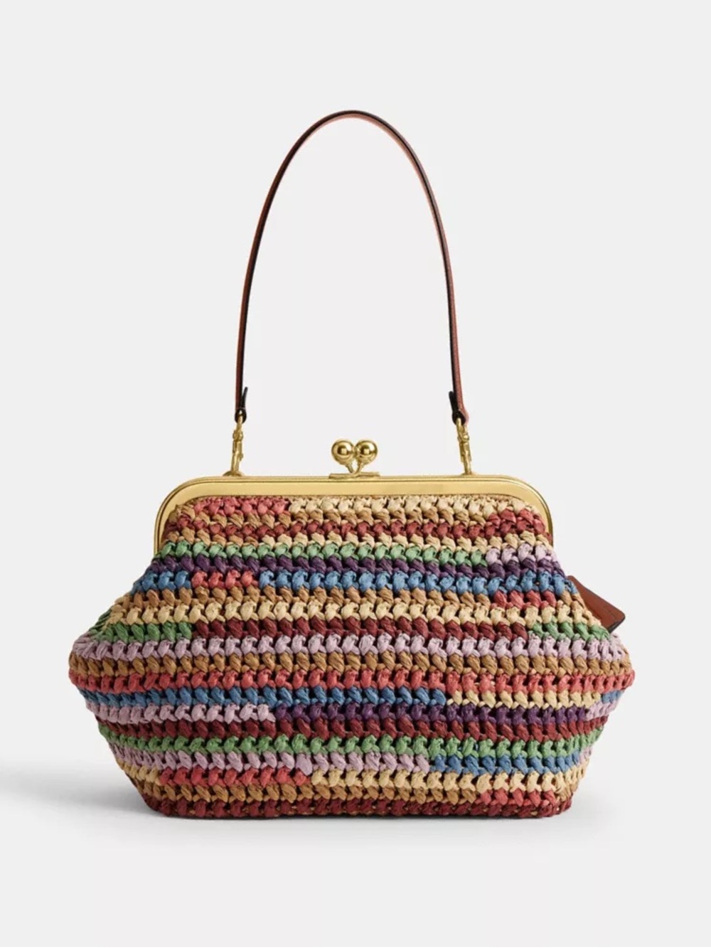 Coach Multicolor Crochet Kisslock 27 Bag with Gold Hardware